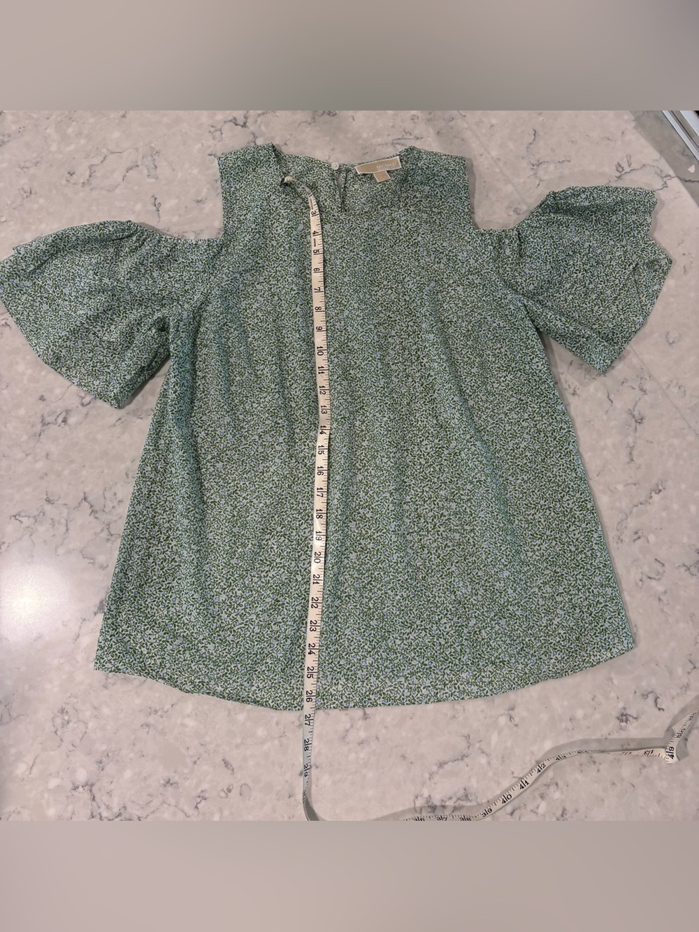 Michael Kors Green Floral Cold-Shoulder Blouse - Picture 6 of 11